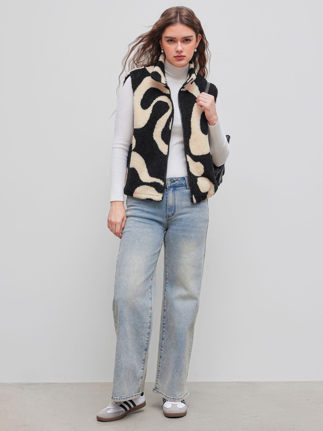 Fleece Hochkragen Geometrische Pufferweste