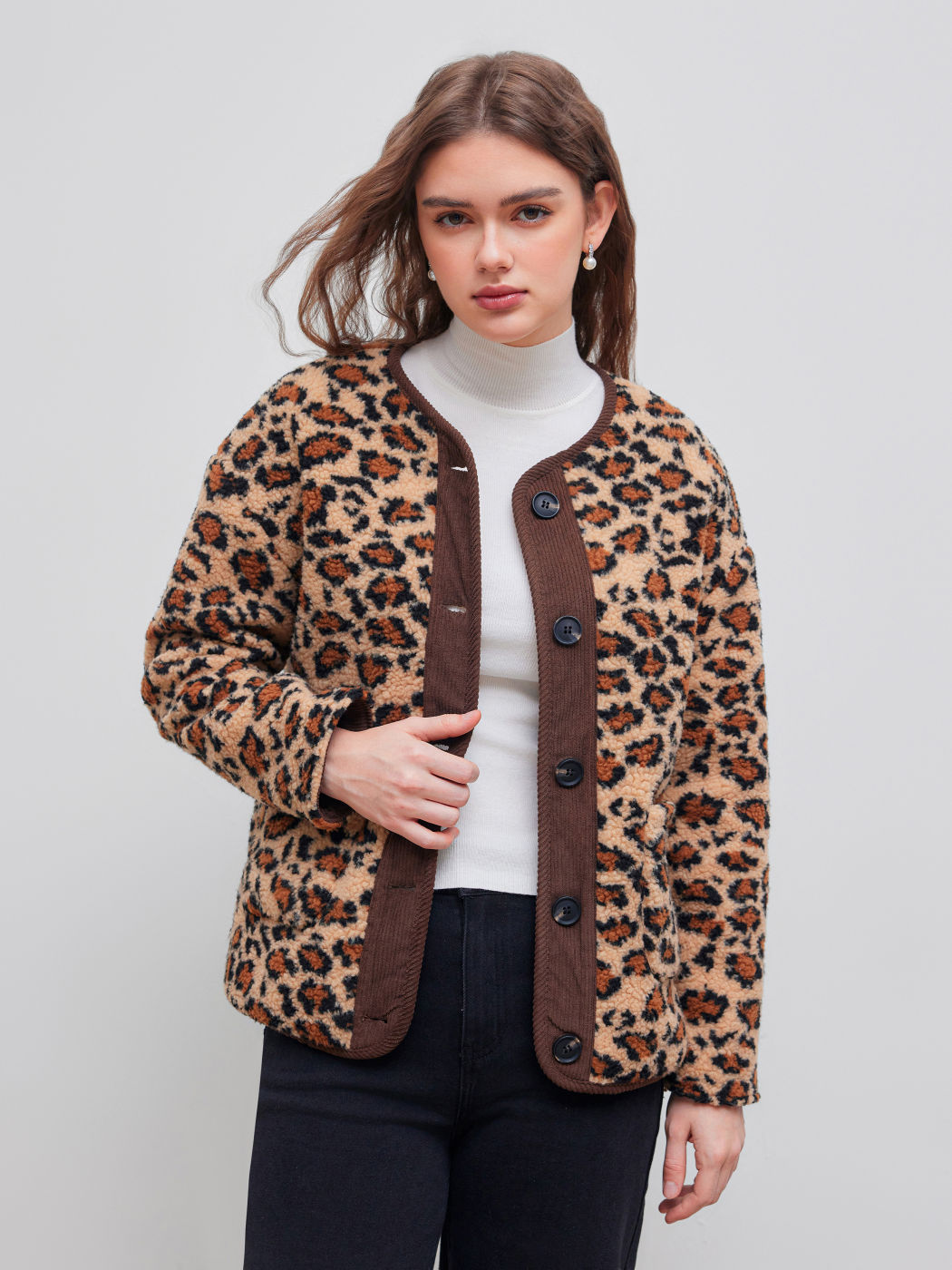 Leopard Fleece Puffer