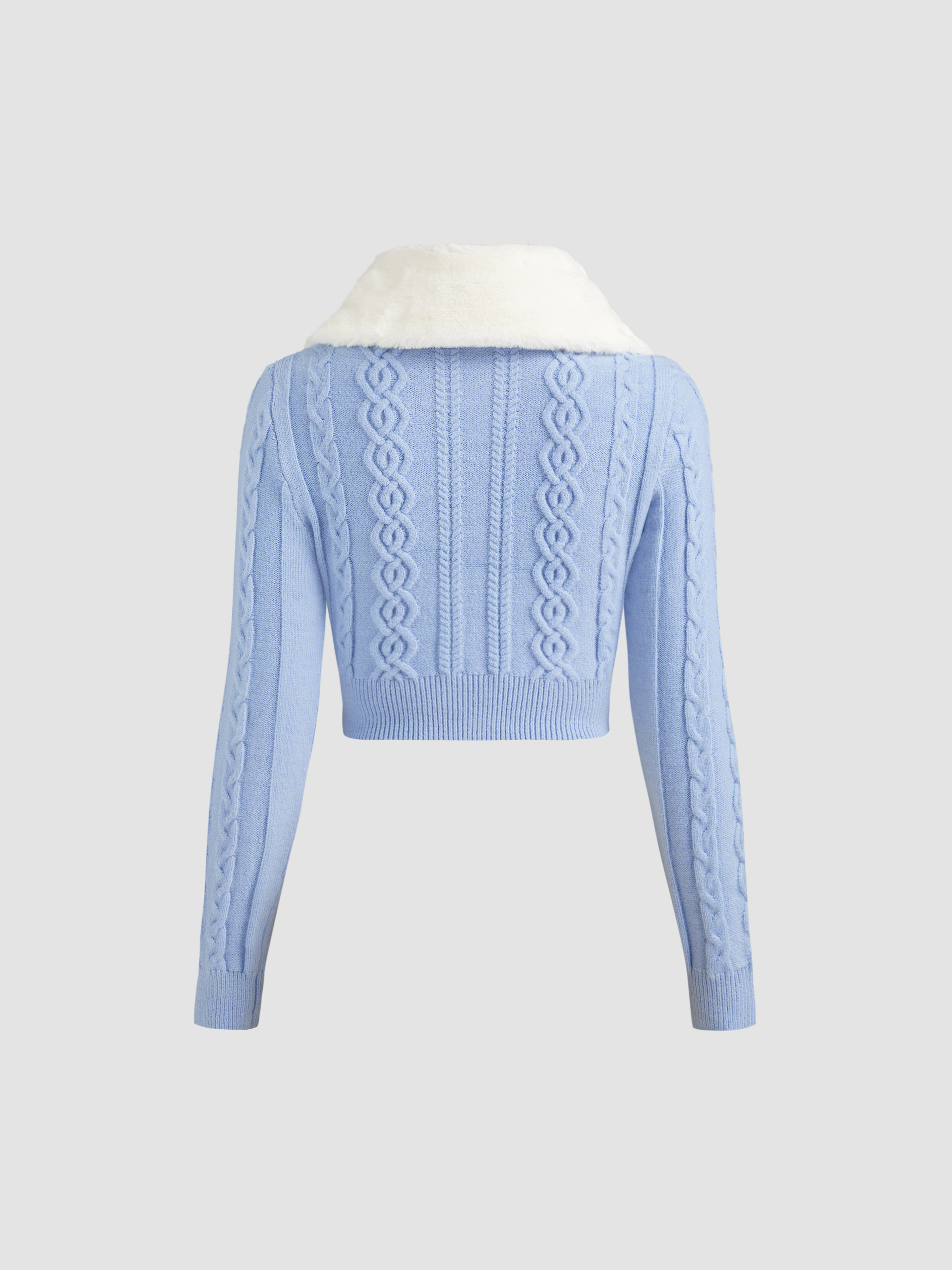 Knit Fabric Romantic Cable Knit Crop Jacket For Daily Casual