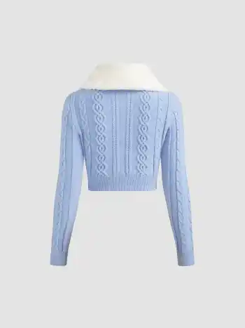 Romantic Cable Knit Crop Jacket