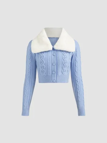 Romantic Cable Knit Crop Jacket