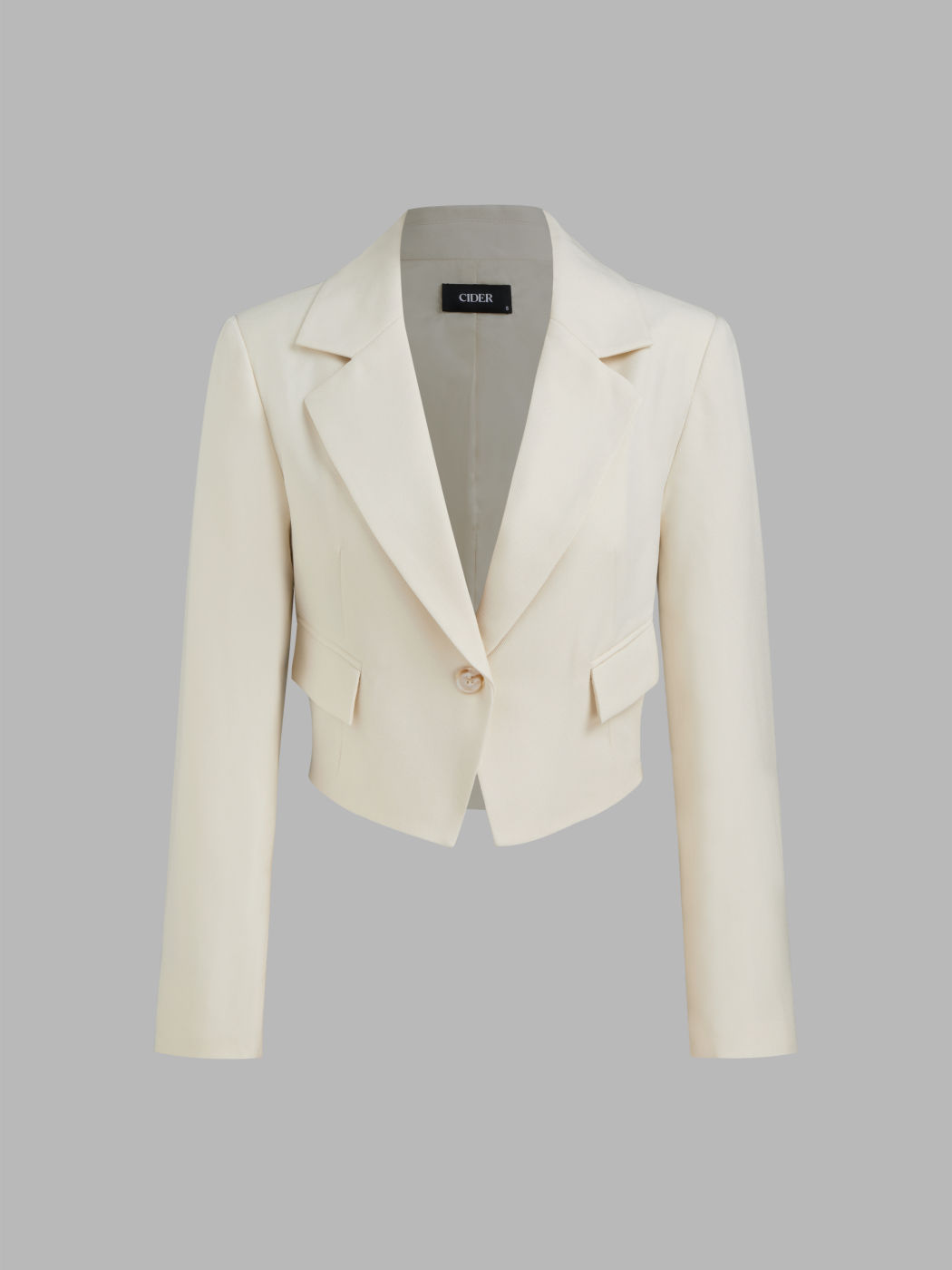 Collar Solid Button Pocket Blazer