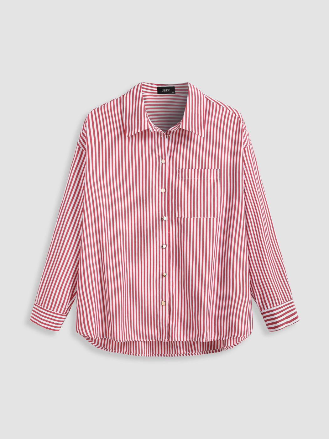 Camicia con colletto a righe e bottoni a maniche lunghe Curve & Plus