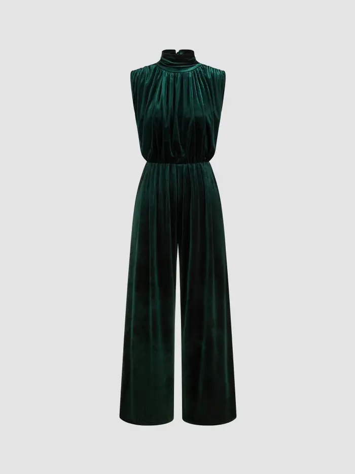 Velvet Velvet V-neck Sequin Bowknot Wrap Pocket Jumpsuit For Party/Clubbing