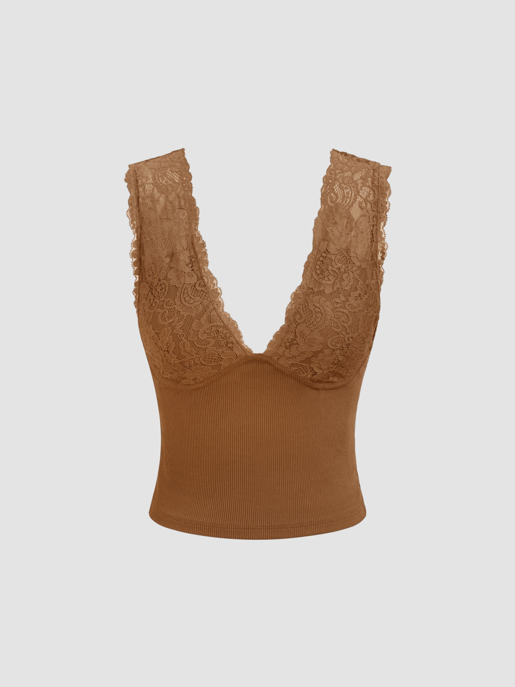 Spitzen-V-Ausschnitt Cami Crop Top
