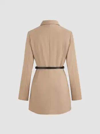 Kragen Einfarbig Blazer Minikleid Mit Gürtel