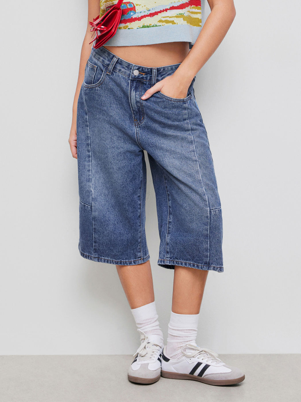 Cider Denim High Rise Solid Pocket Shorts