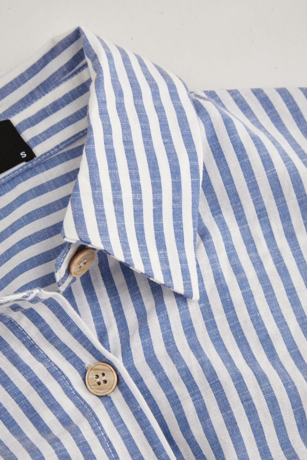Cotton-blend Collar Striped Knotted Mini Shirt Dress