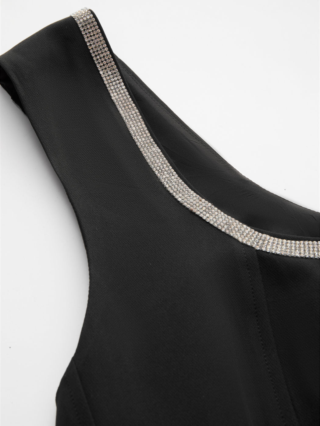 U-neckline Solid Rhinestone Mini Dress Curve & Plus