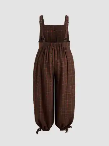 Baumwolle Karierter Knotted Jogger Overall Kurve & Plus