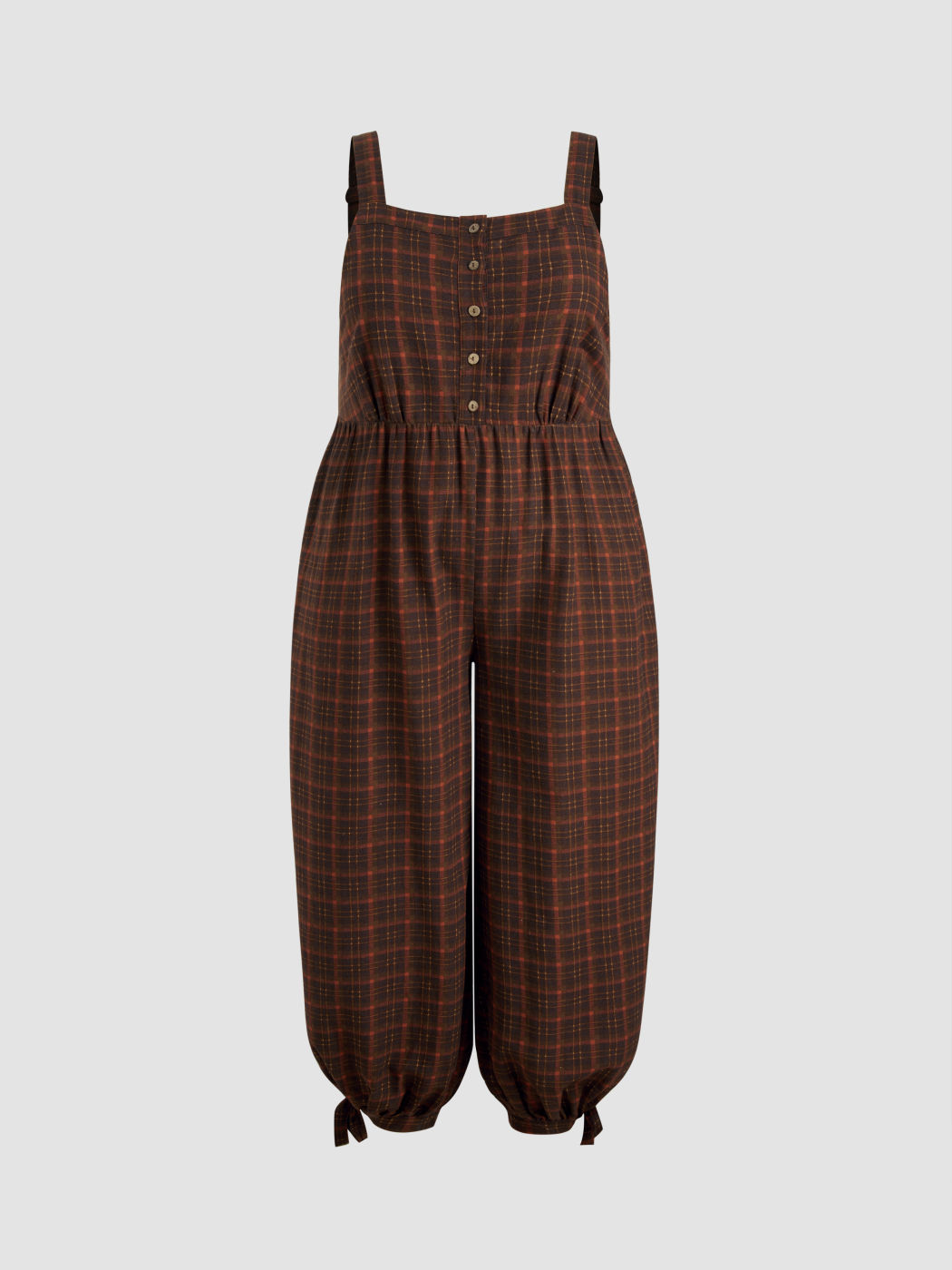 Baumwolle Karierter Knotted Jogger Overall Kurve & Plus