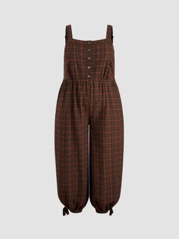 Baumwolle Karierter Knotted Jogger Overall Kurve & Plus