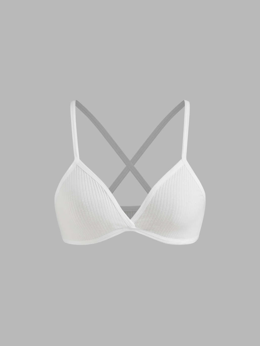 Knit Fabric Cotton-blend V-neck Criss Cross Bralette For Home Bedroom