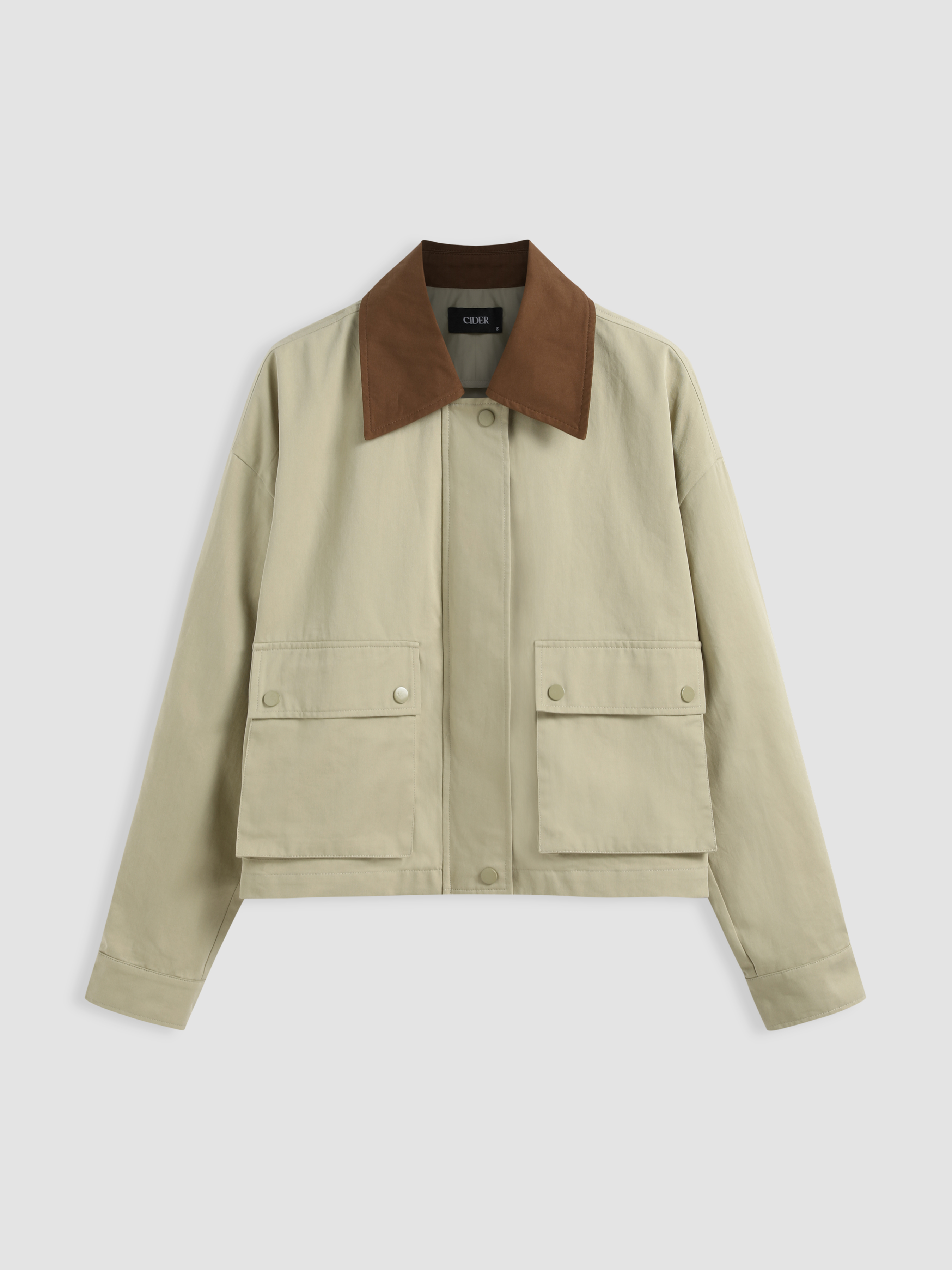 Countryside Core Woven 100% Cotton Collar Contrasting Binding Pocket ...
