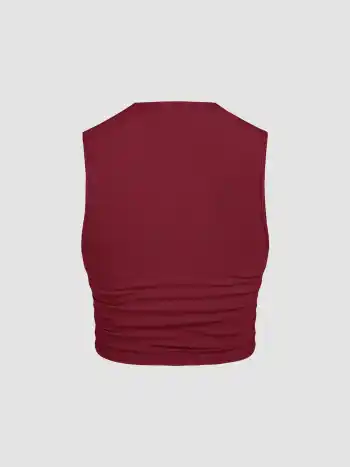 Rundhals-Rosen-Grafik-Rusche-Crop-Tank-Top