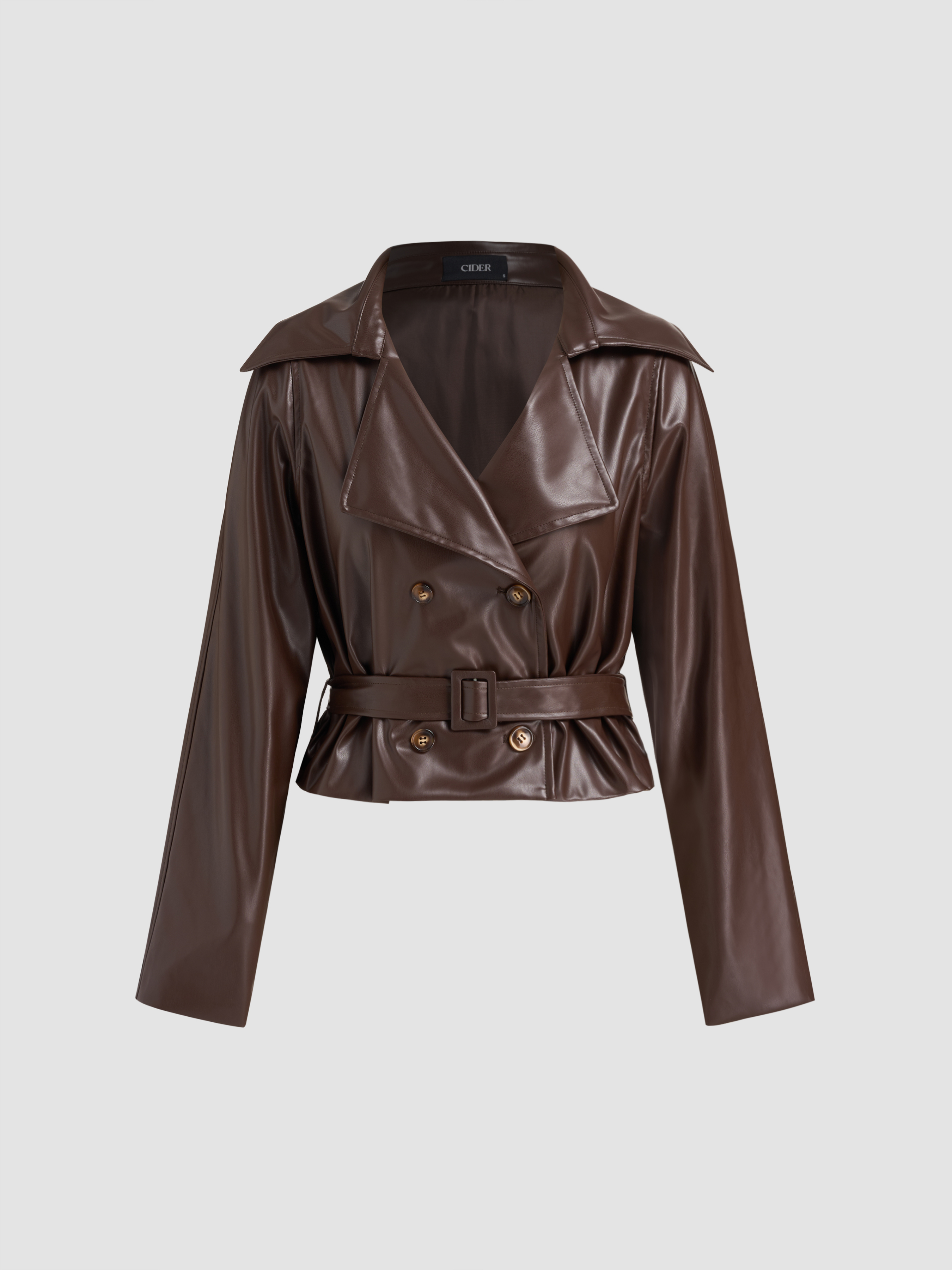 City Chic Faux Leather Oversized Faux Leather Ruffle Double