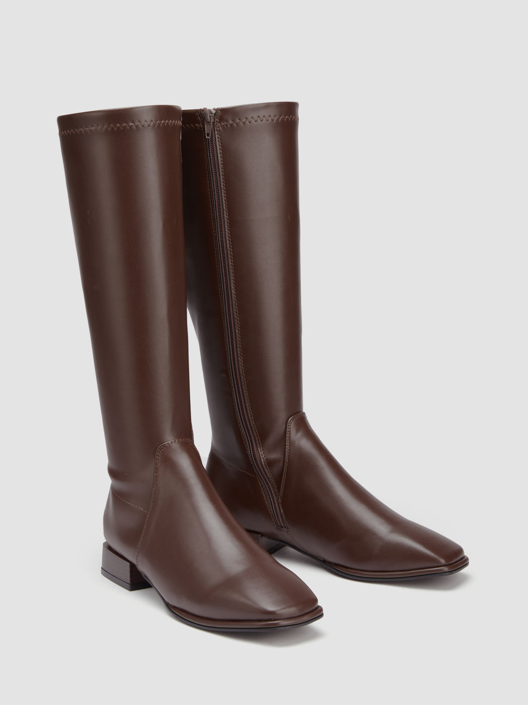 ELASTIC LOW HEEL KNEE HIGH BOOTS