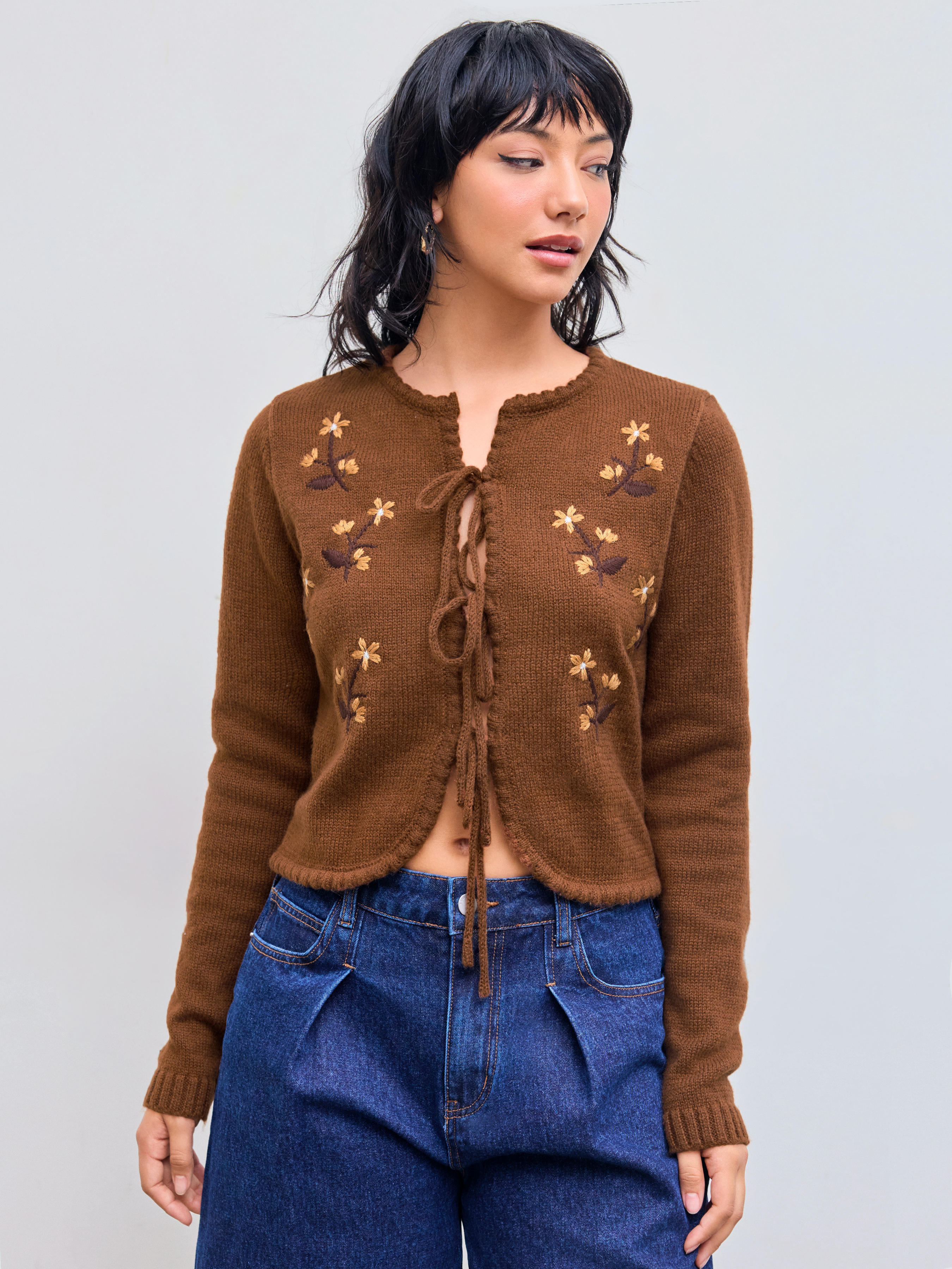 Floral Cardigan Fall Sweater Countryside Core Knit Fabric