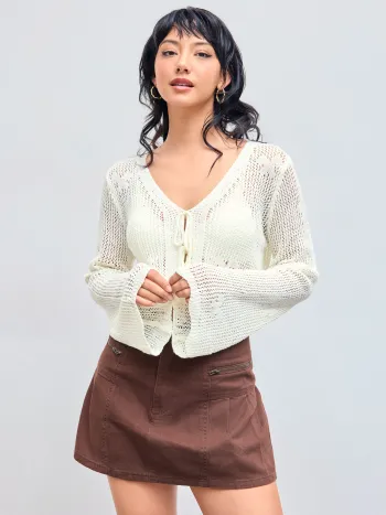 Hohles Strick-Knoten-Cardigan