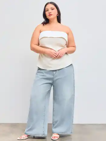 Denim Solid Pocket Baggy Jeans Curve & Plus