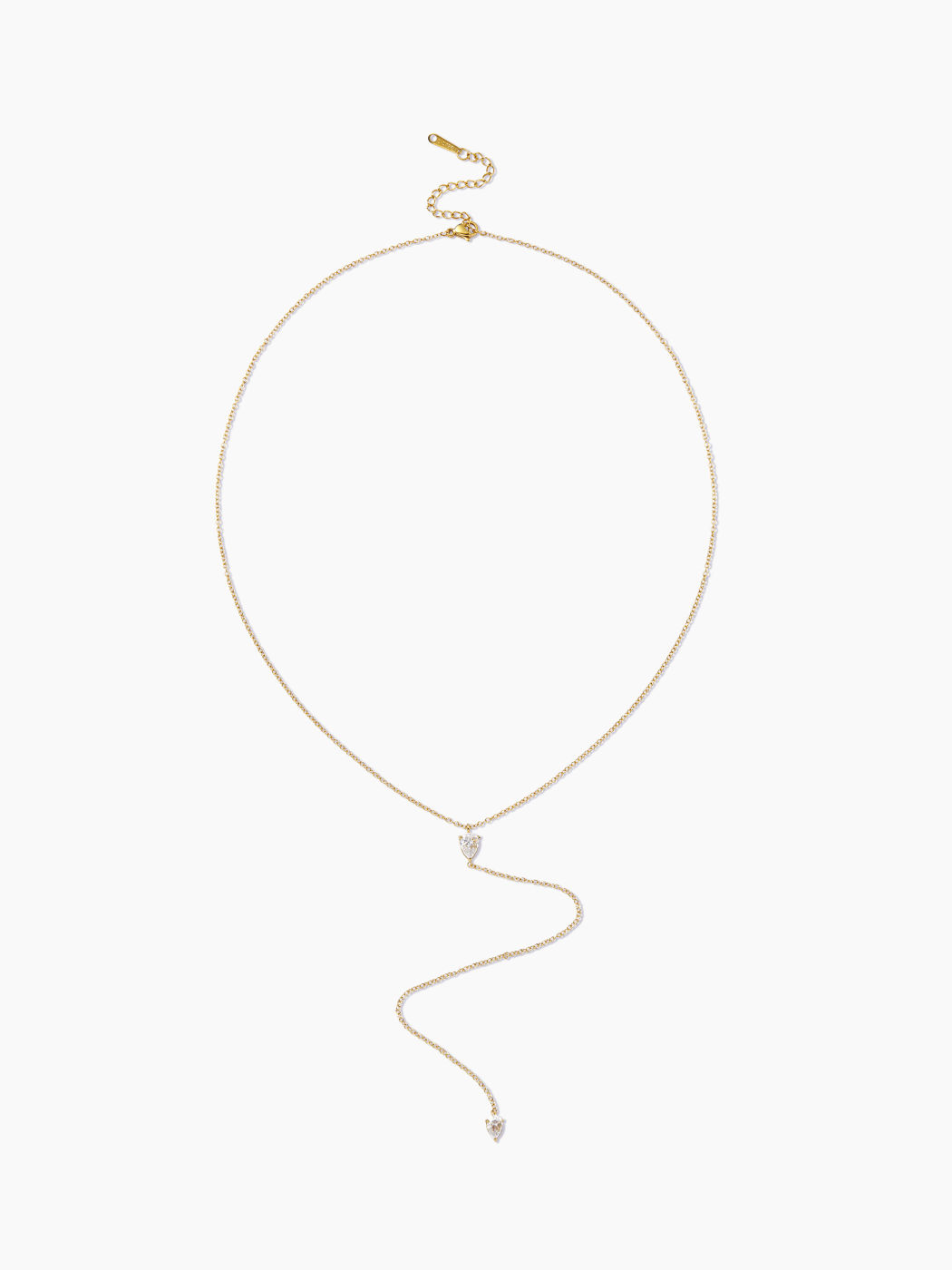 18K GOLD PLATED STAINLESS STEEL RHINESTONE DECOR Y-SHAPED NECKLACE