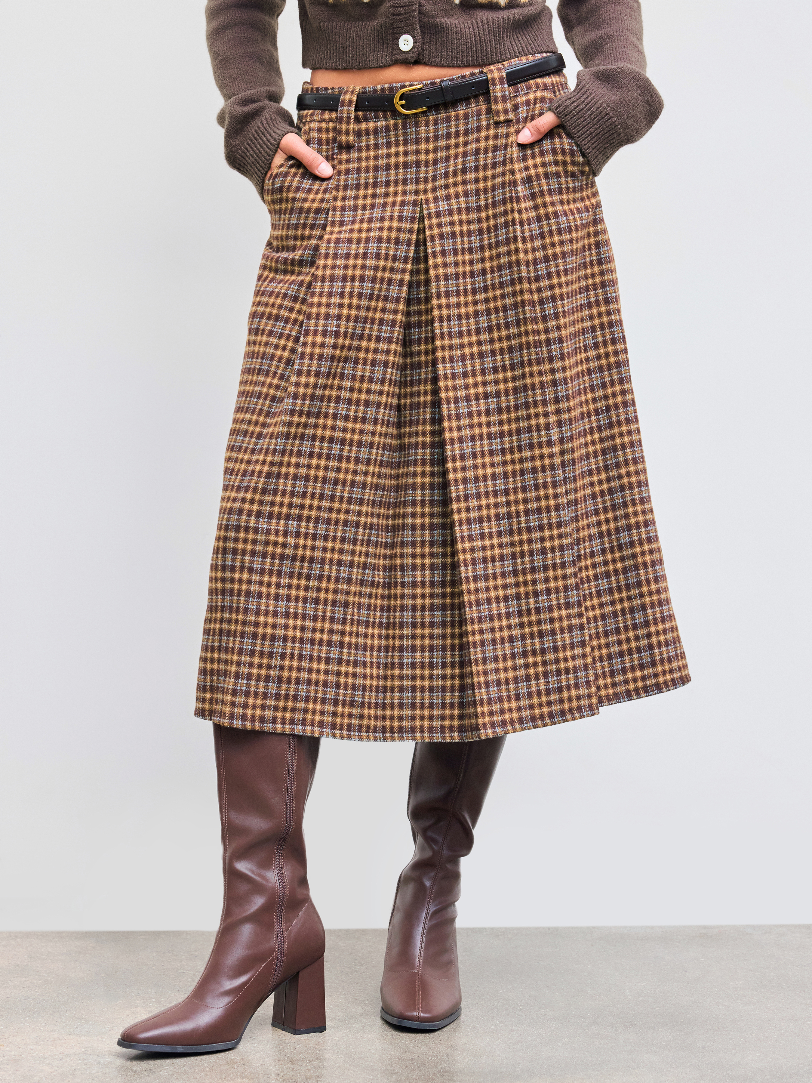 【BAON】Rooming Check Wool Banding Pleated Long Skirt s-l400.jpg