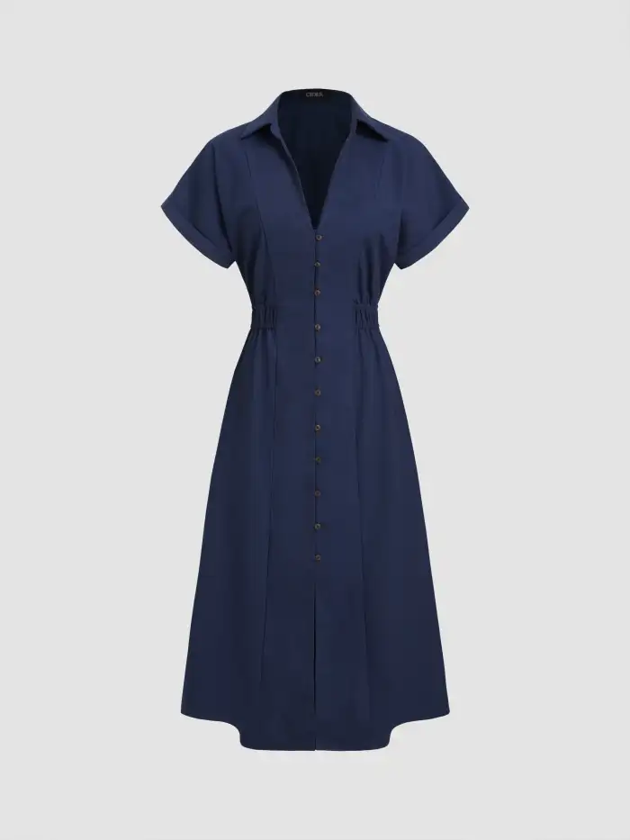 chinese dress ladies Angel Maternity Elea Navy Work Dress in Linen main image 0