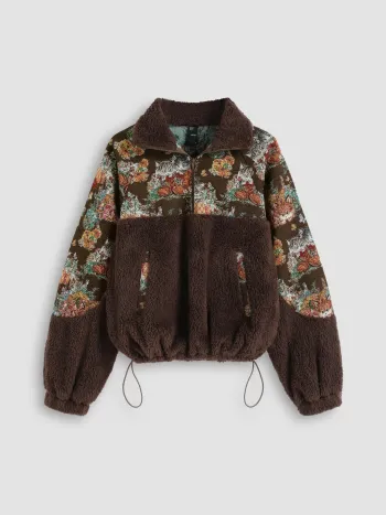 Fleecekragen Blumen Katze Knoten Sweatshirt