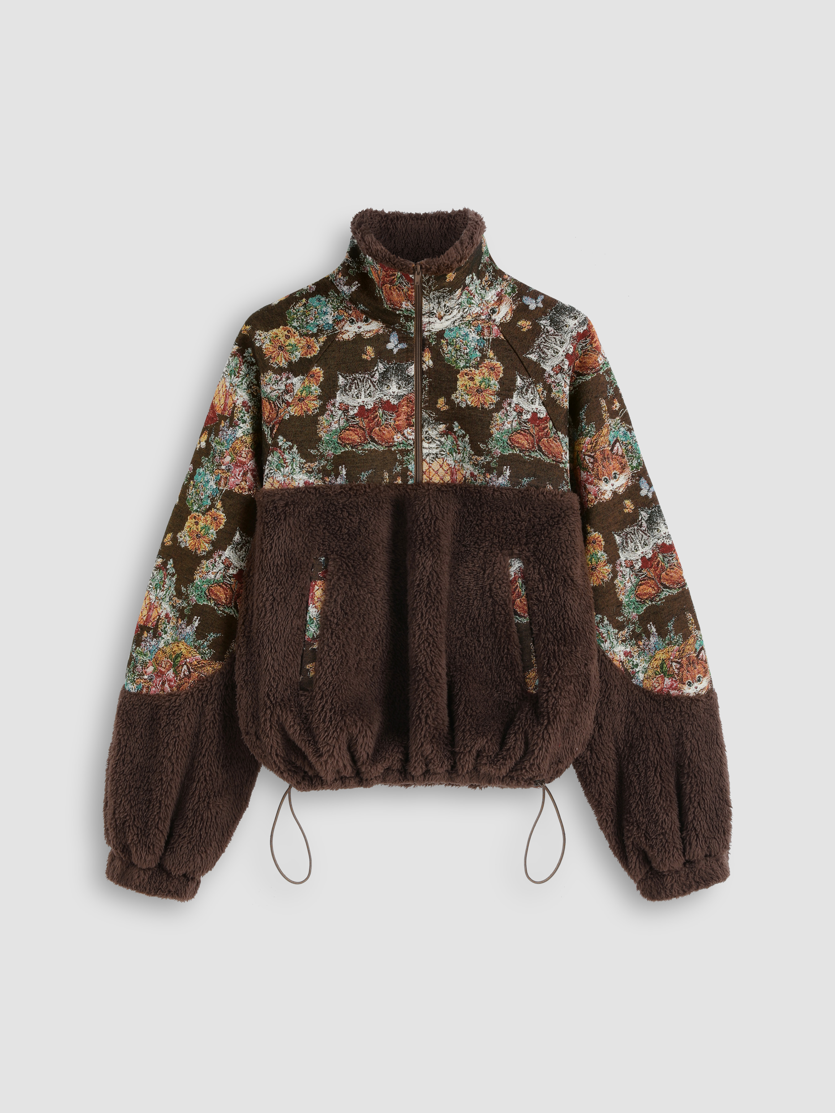Countryside Core Fleece Fleece Collar Floral Cat Knotted