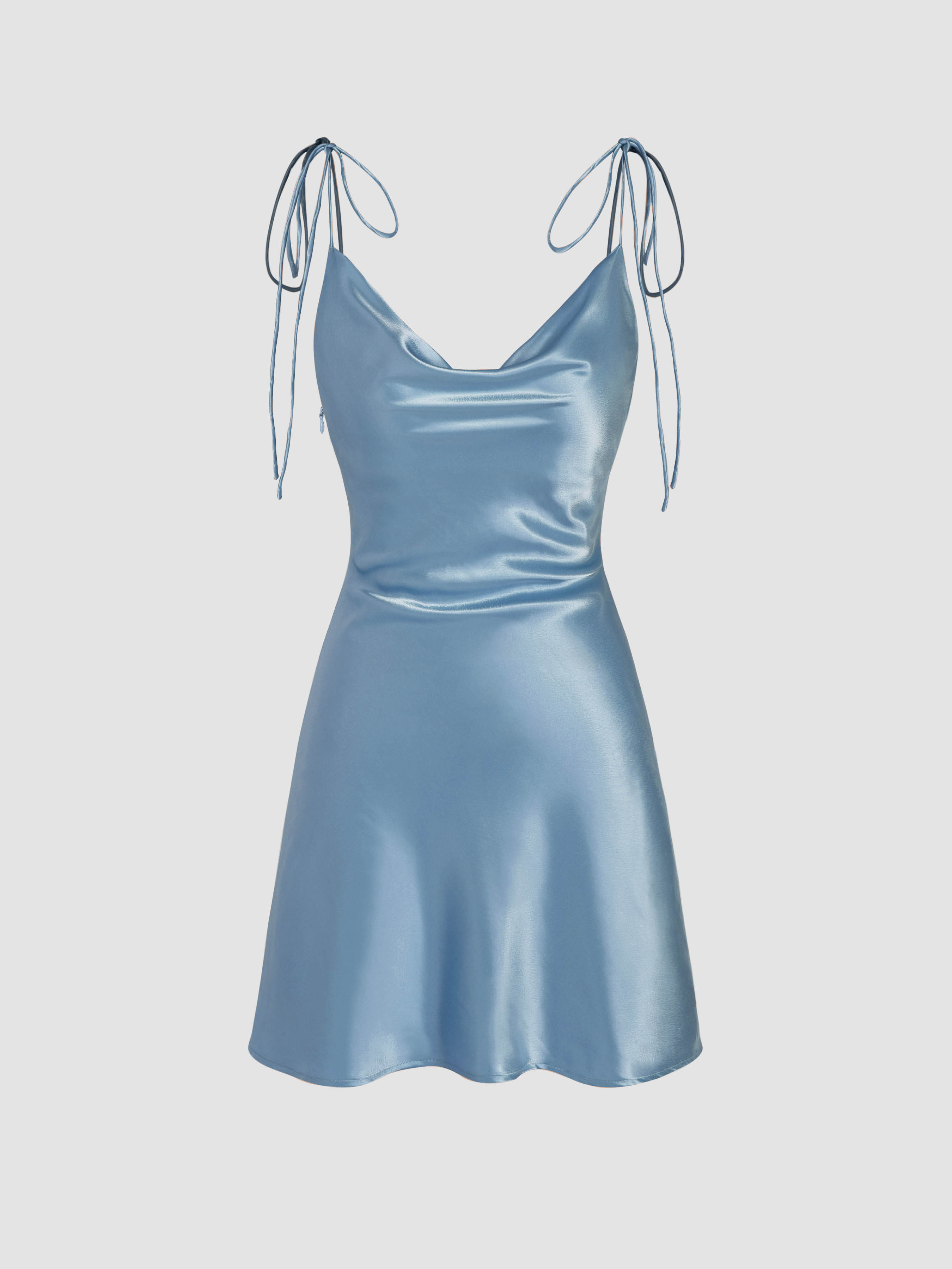 サテン カウルネックサテンレイヤードロンパース For 休日