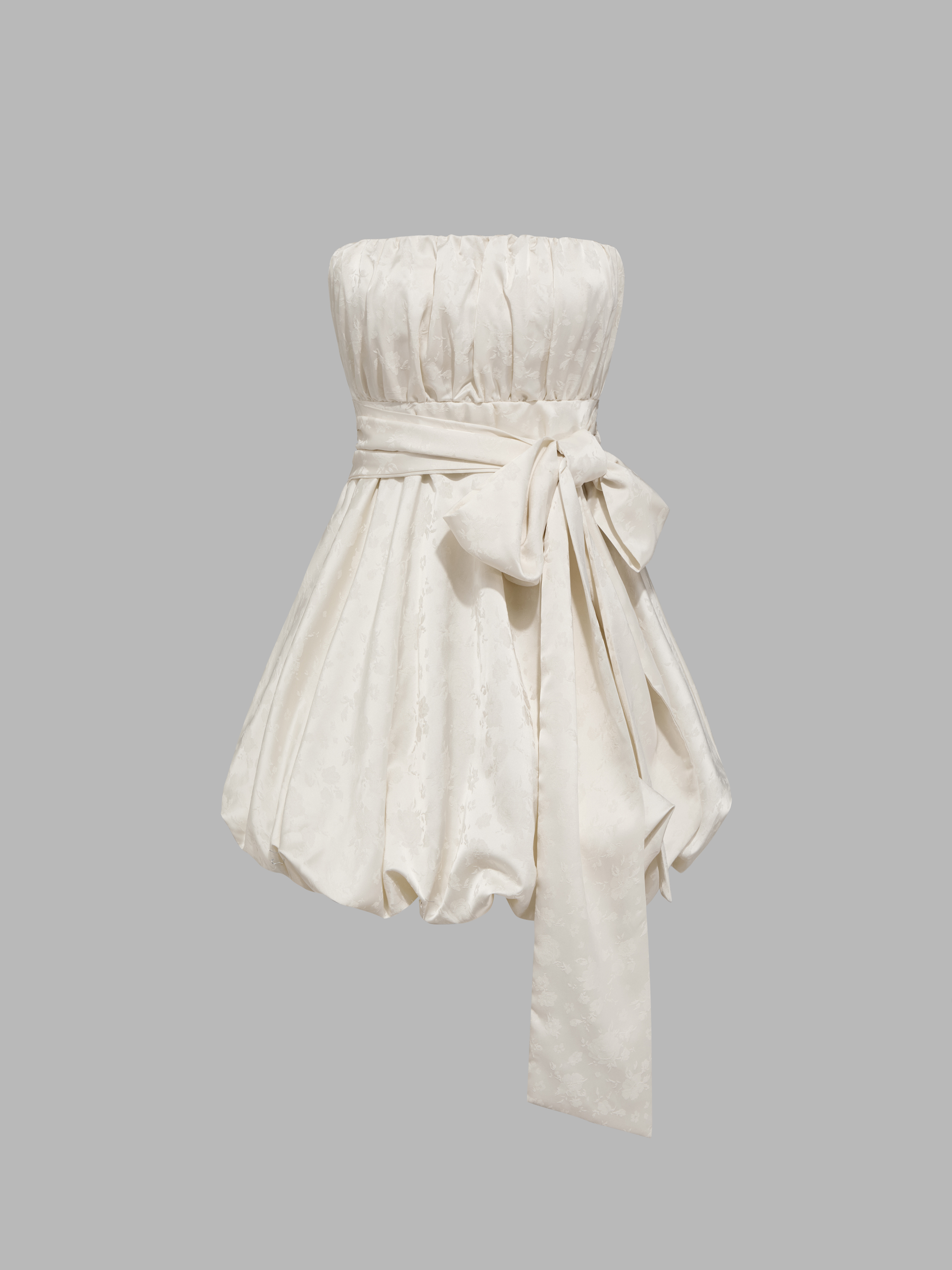 Bowknot long sleeve ruffle solid mini dress