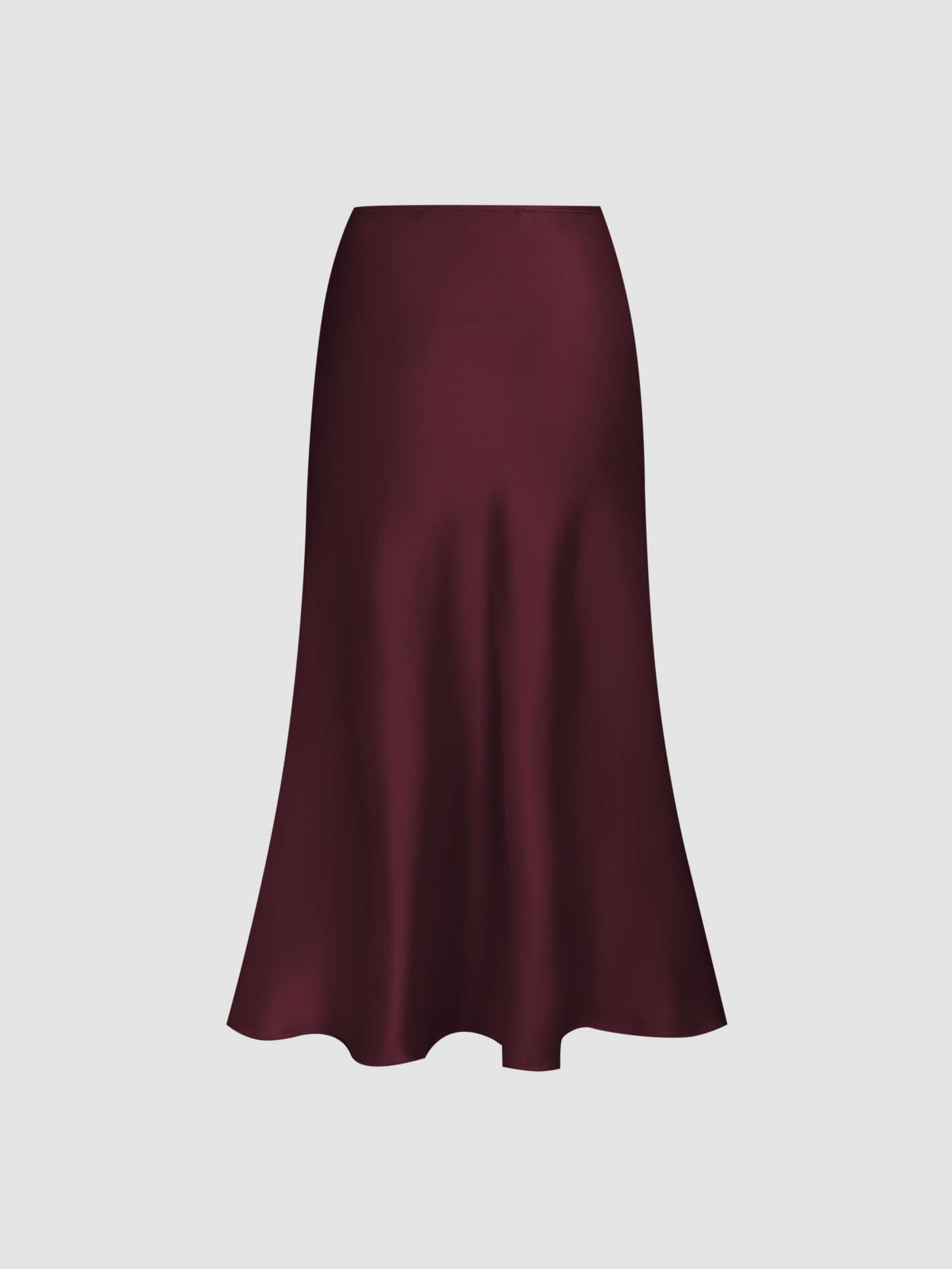 Satin Solid Ruffle Long Skirt