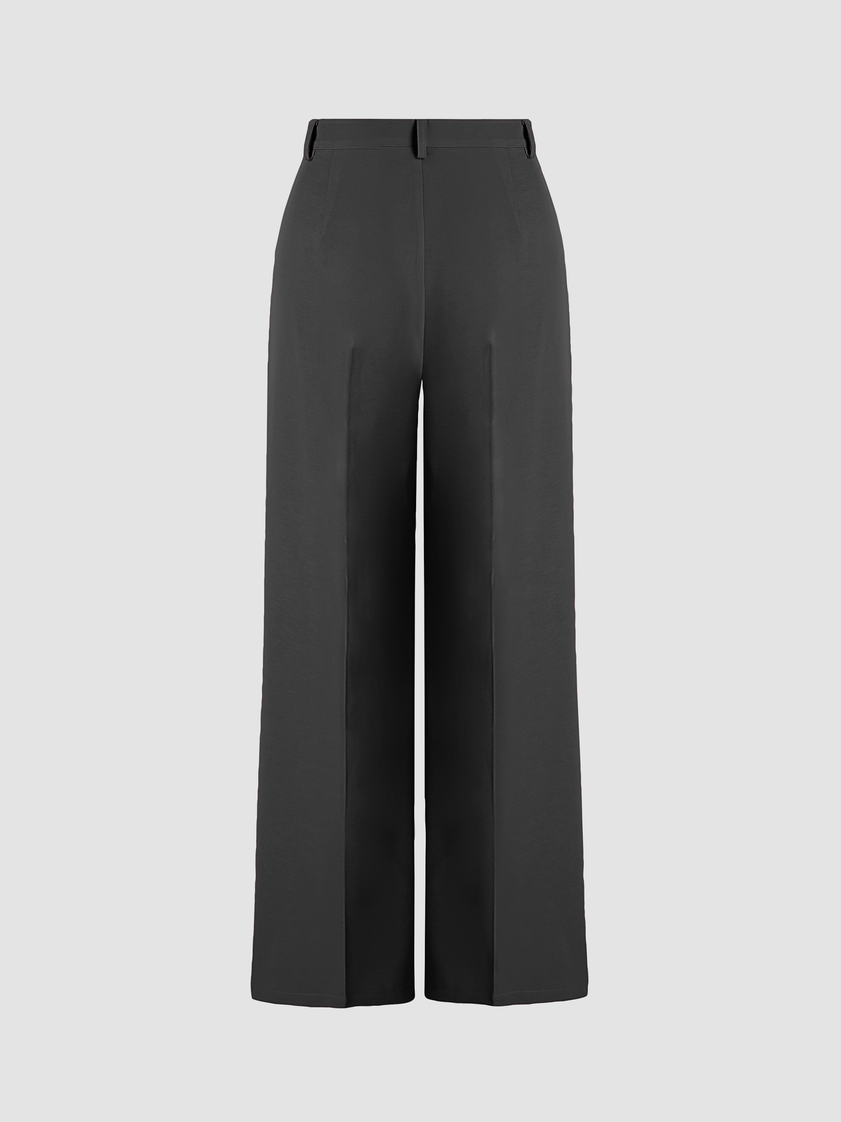 Petite Mid Rise Pleated Straight Leg Pants