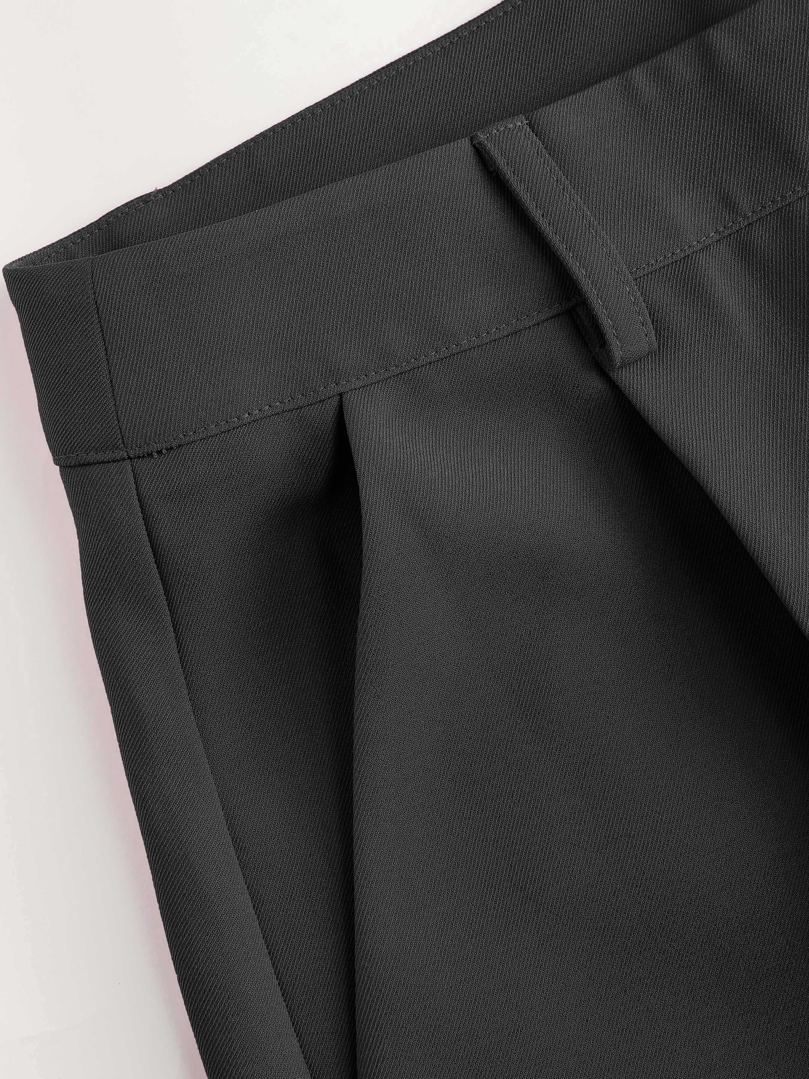 Petite Mid Rise Pleated Straight Leg Pants