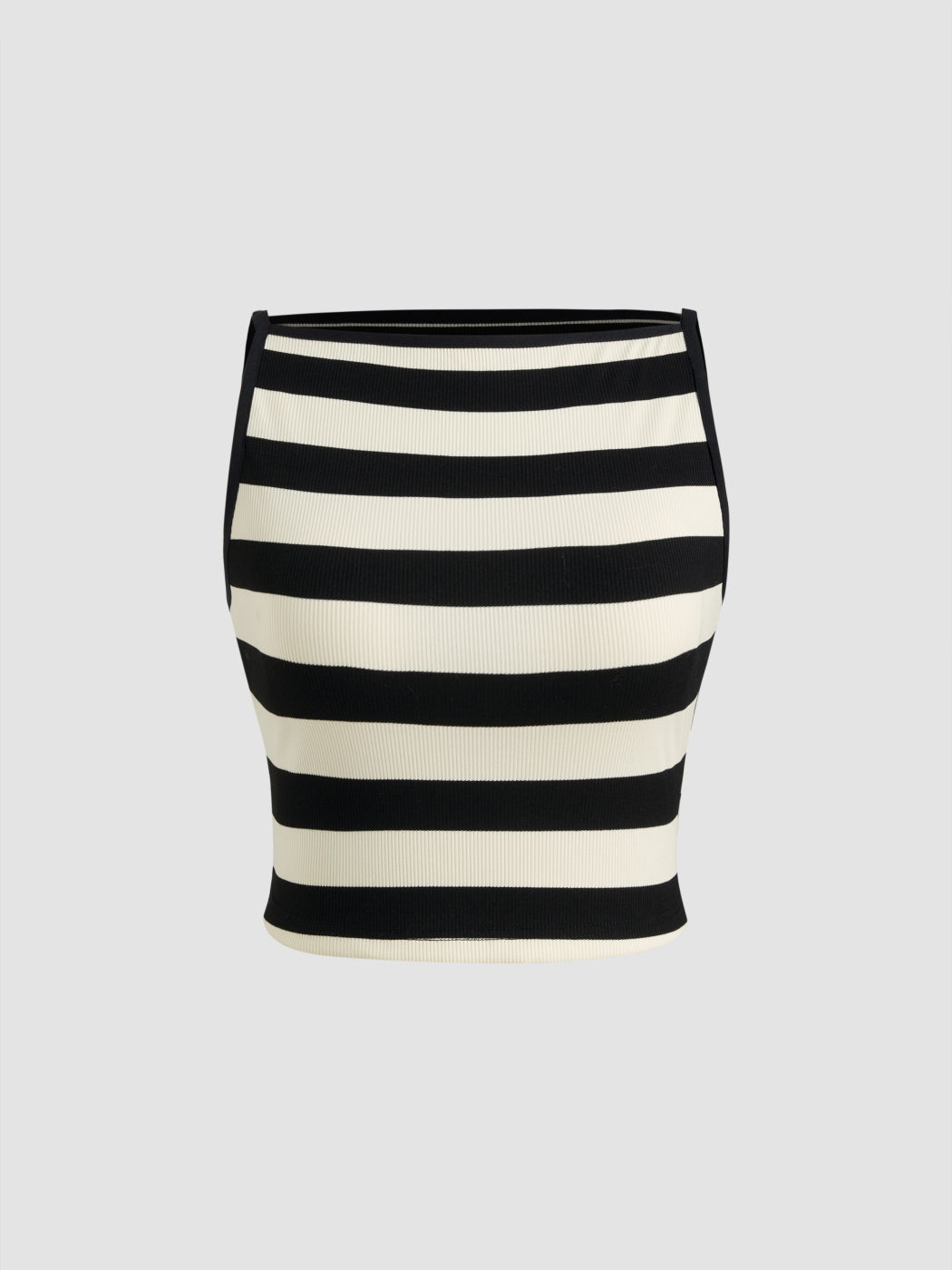 Boat Neckline Striped Crop Tank Top