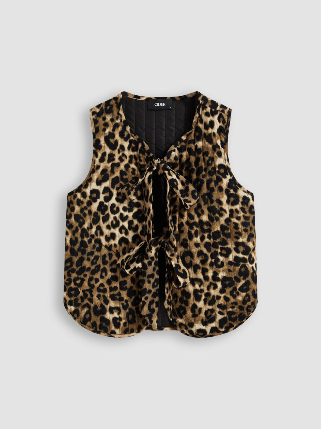 Gilet in velluto a coste leopardato con laccetti