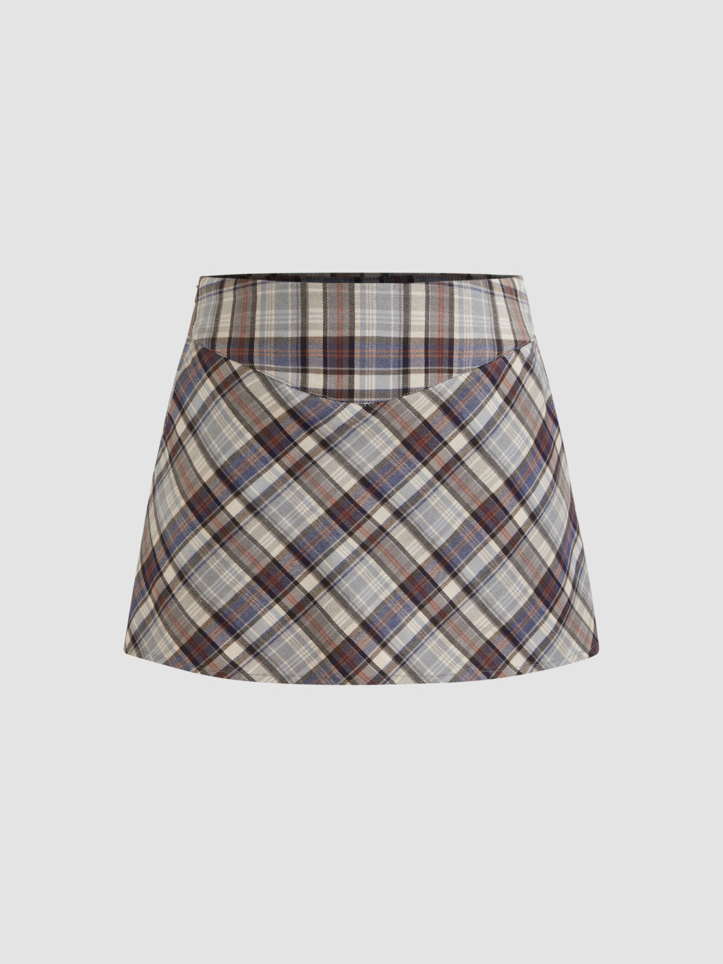 Low Rise Karierte Tasche Minirock