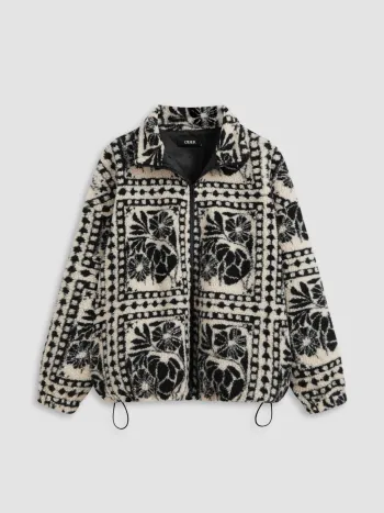 Bedruckte Fleece-Reißverschlussjacke