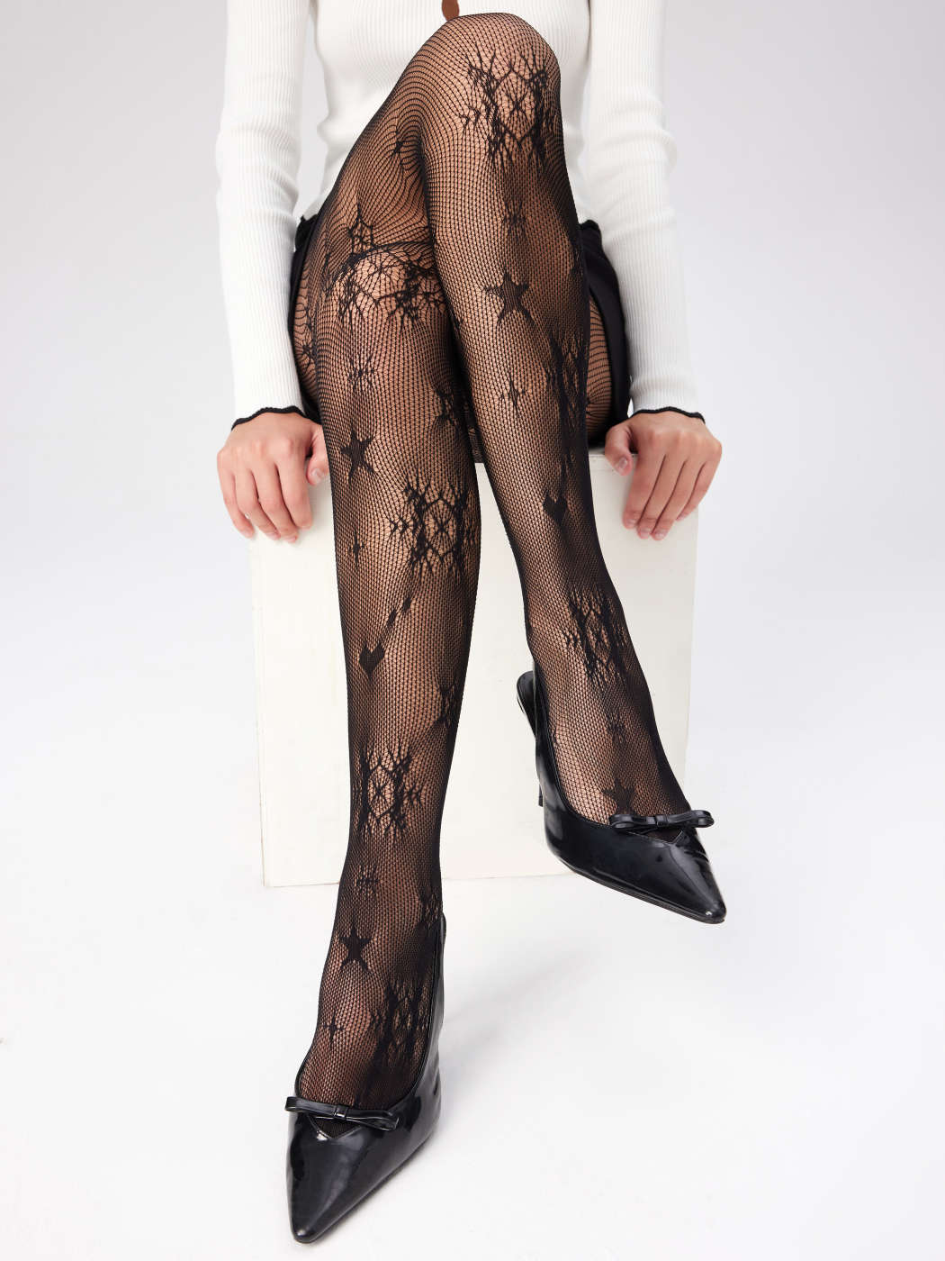 Chinlon COLLANT A RETE CON STELLE E CUORI For Scuola Casual per - Main Image