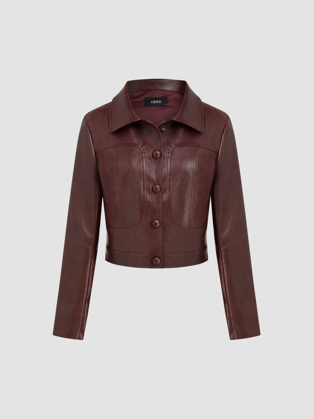 Faux Leather Cropped Jacket