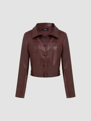 Faux Leather Cropped Jacket