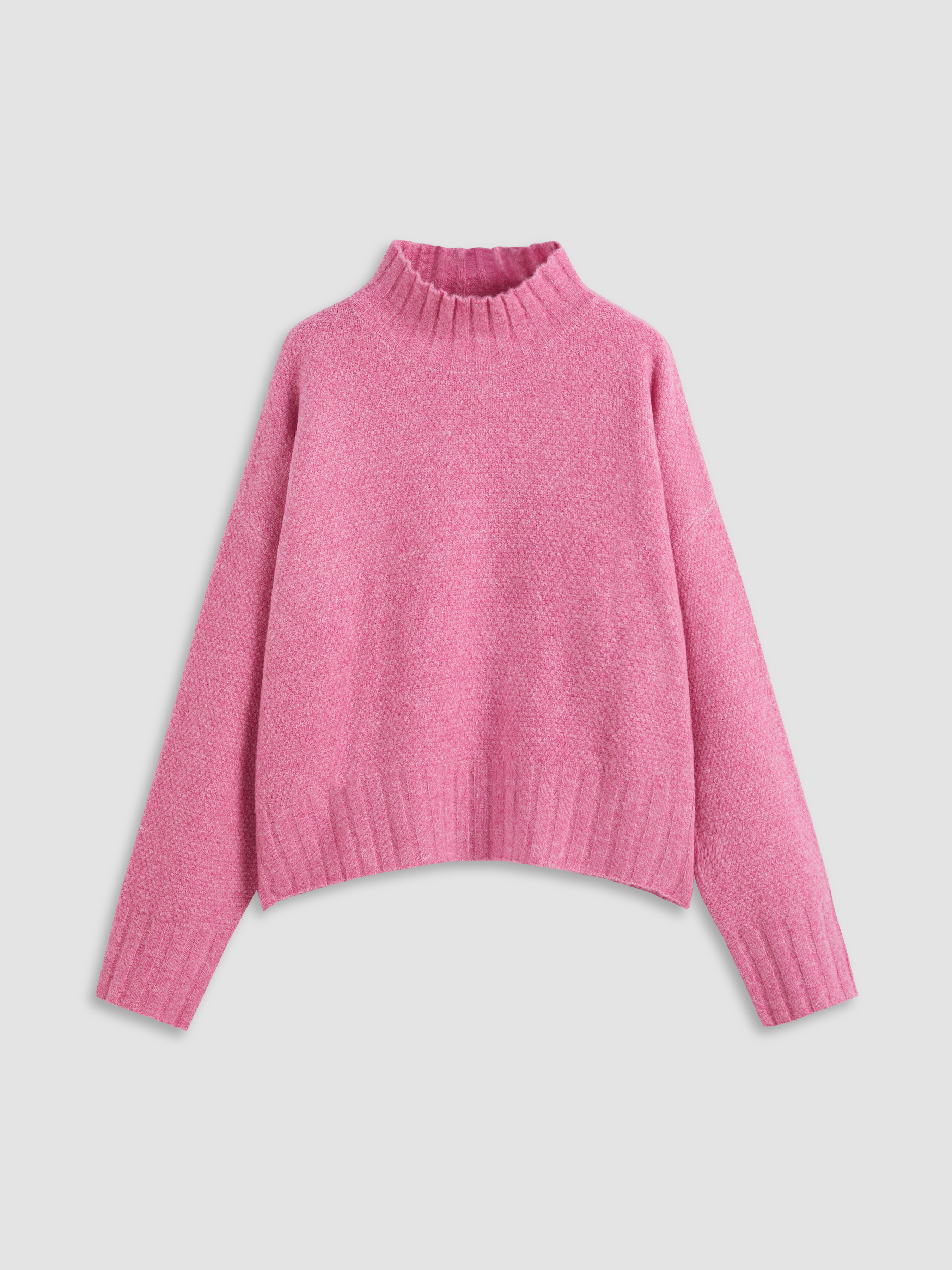 Knit High Neck Solid Long Sleeve Sweater