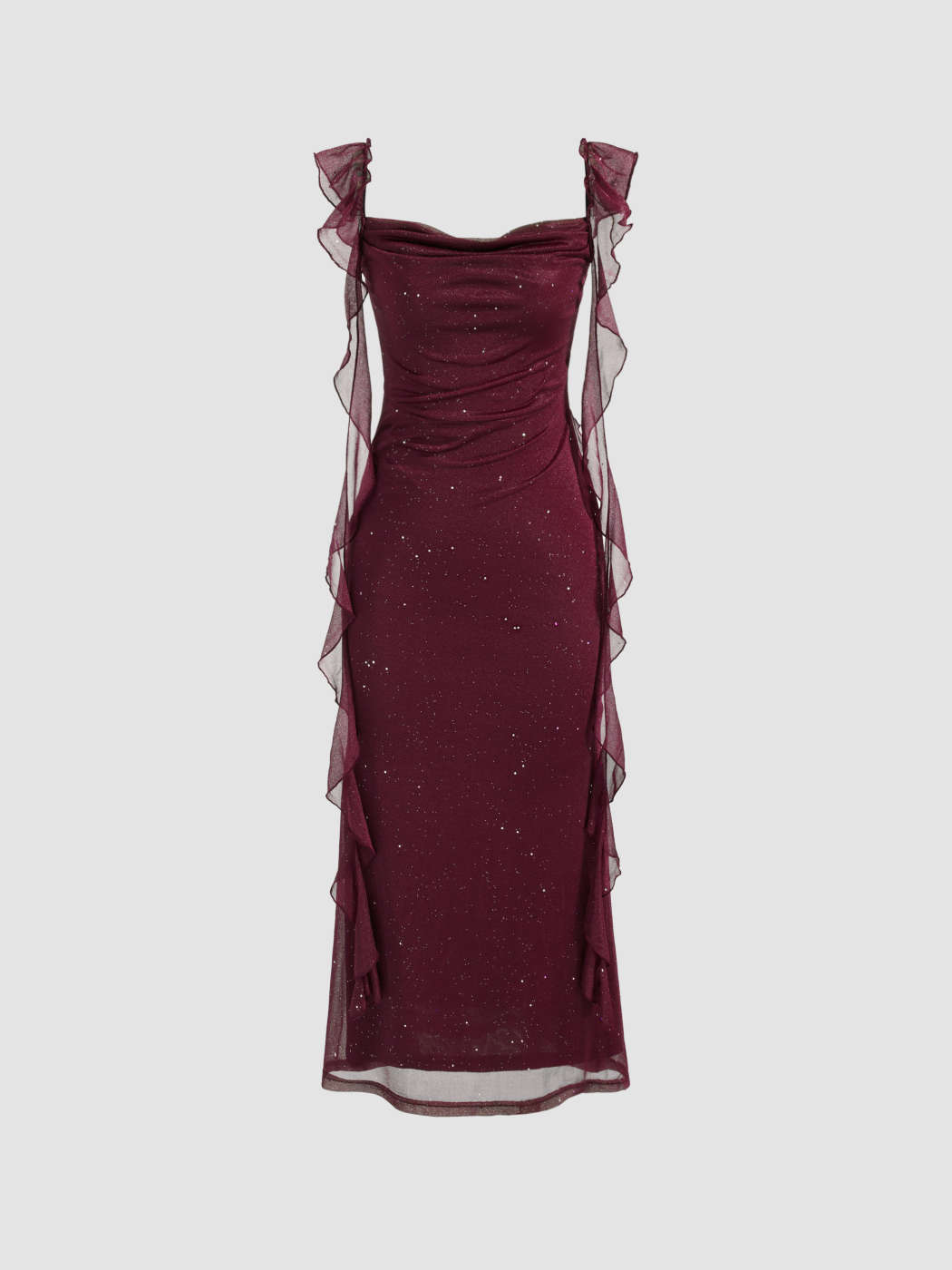 Wedding Formal Dresses Wedding Guest Dress Homecoming Dress Hoco Dresses  Party Dress For Party New Years Holiday Dress Valentine wedding guest  wedding special occasion dresses Knit Fabric Cowl Neck Solid Glitter Ruffle