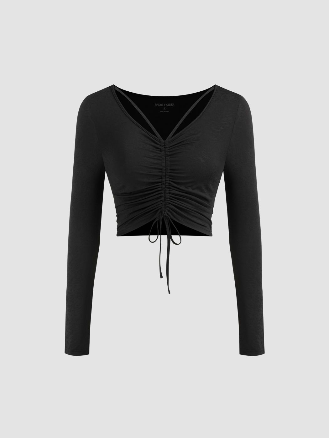 CiderAIRY™ V-neck Ruched Drawstring Long Sleeve Top 