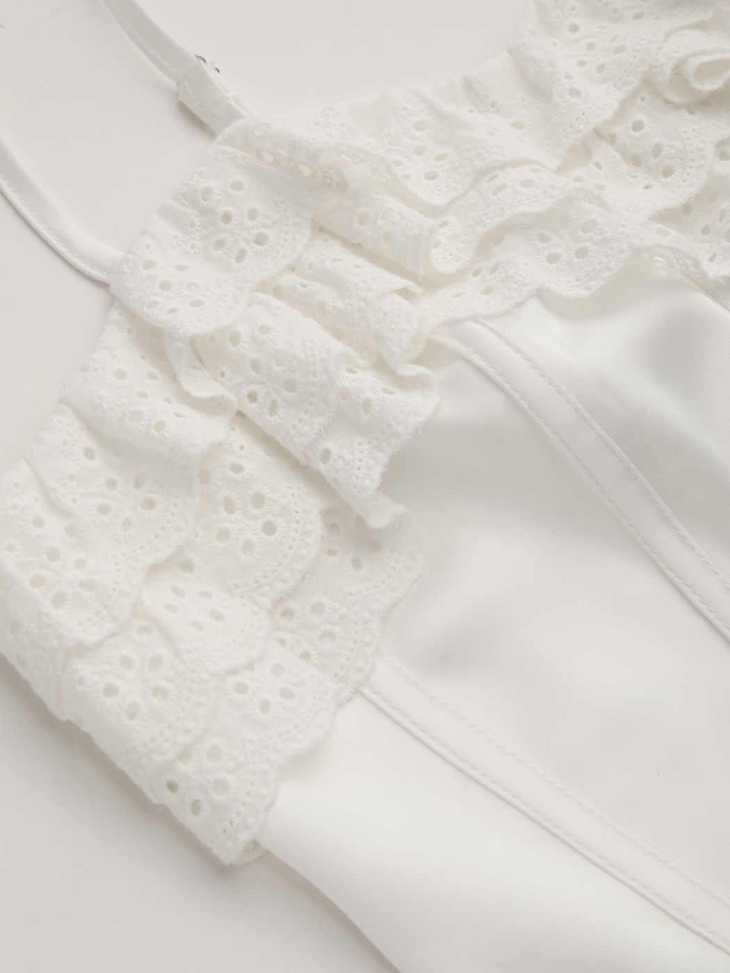 Satin Broderie Anglaise Lace Up Corset Crop Cami Top