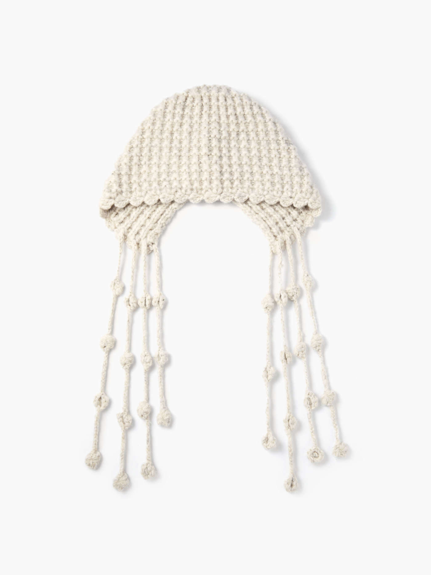 KNITTED TASSEL BEANIE HAT