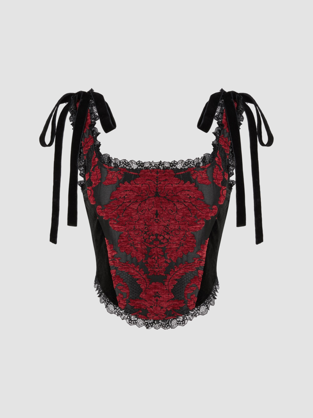 Scoop Neck Floral Lace Knotted Cami Corset Top 