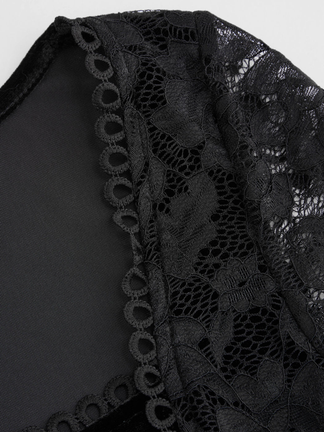 Square Neck Lace Long Sleeve Blouse
