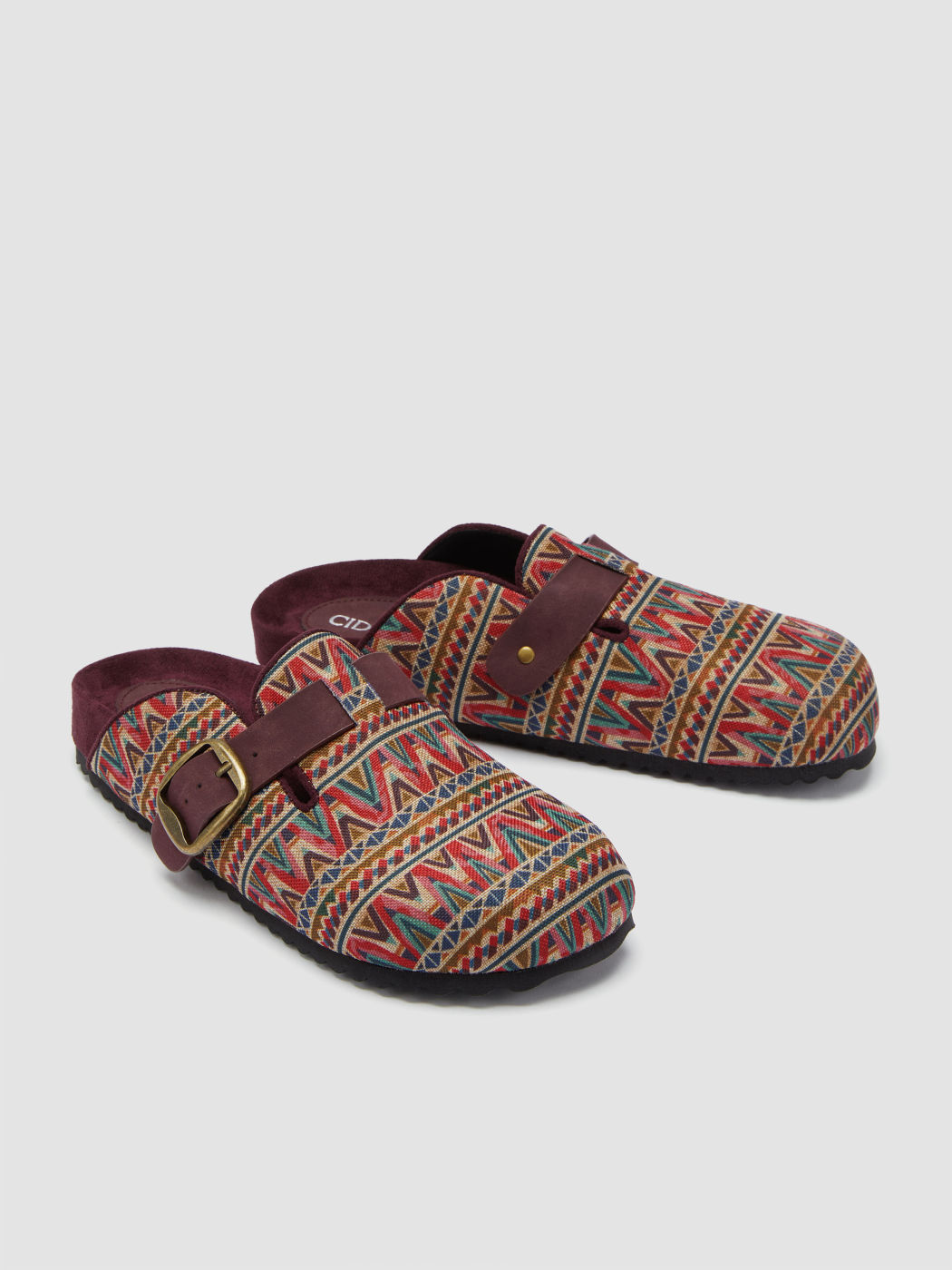 Gestreifte Schnallen-Mule-Flats