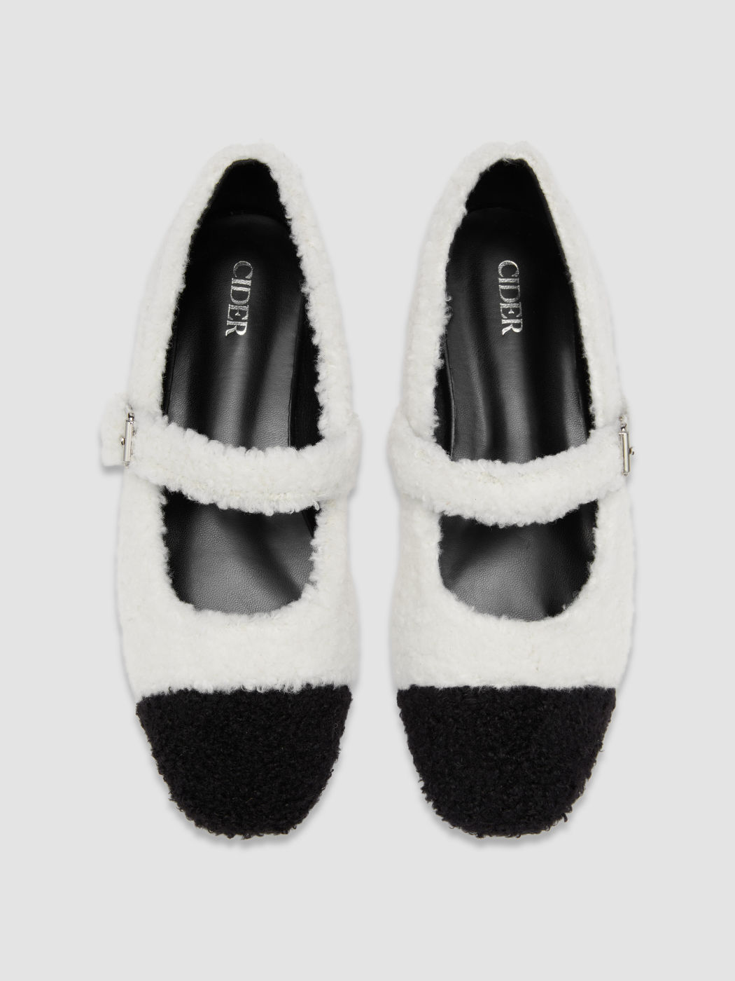 TWO-TONE FURRY MARY JANE FLATS